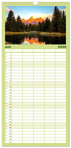 Produktbild: Familienplaner 2026 - Wyoming - Der Bundesstaat der gro&szlig;en Ebenen. mit 5 Spalten (Wandkalender, 21 x 45 cm) CALVENDO