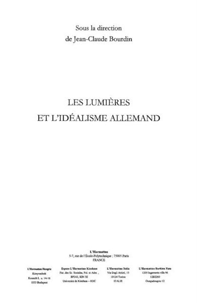 Produktbild: Lumieres et l'idealisme allemand
