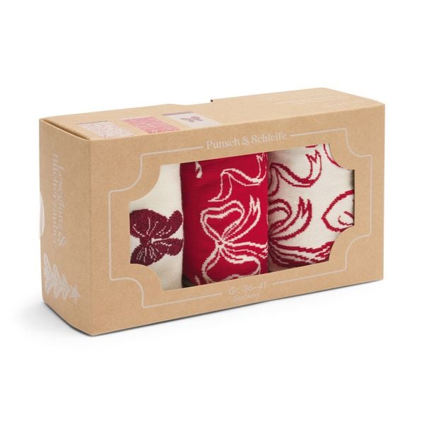 Produktbild: Socken 3er Set &bdquo;Punsch & Schleife&ldquo;, Gr. 36-41