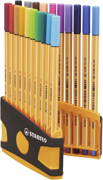 Produktbild: STABILO Fineliner -   point 88 ColorParade - 20er Tischset in anthrazit/orange - mit 20 verschiedenen Farben
