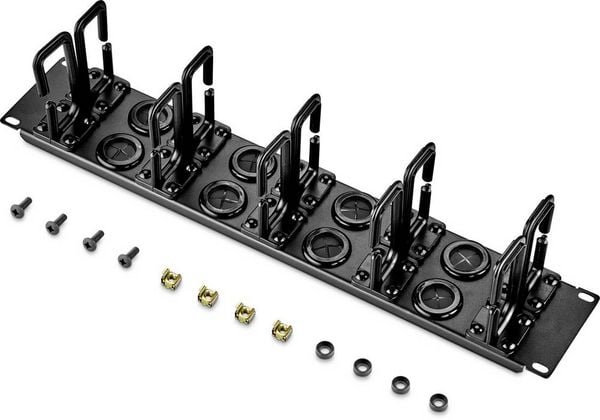 Produktbild: Renkforce RF-3525040 19 Zoll Netzwerkschrank-Kabelf&uuml;hrung 2 HE 360&deg; drehbare Kabelf&uuml;hrungsb&uuml;gel Schwarz