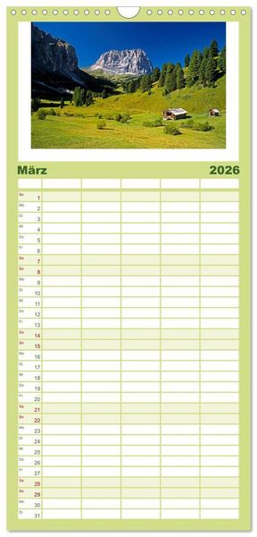 Produktbild: Familienplaner 2026 - S&Uuml;DTIROL - Land der Berge mit 5 Spalten (Wandkalender, 21 x 45 cm) CALVENDO