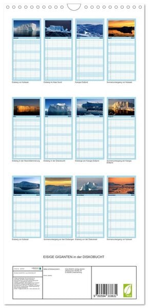 Produktbild: Familienplaner 2027 - EISIGE GIGANTEN in der DISKOBUCHT mit 5 Spalten (Wandkalender, 21 x 45 cm) CALVENDO