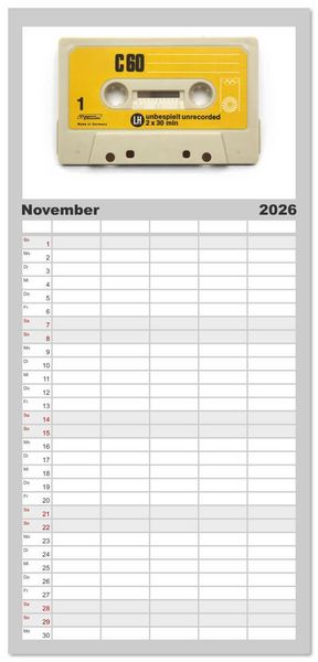 Produktbild: Familienplaner 2026 - Audio Tapes mit 5 Spalten (Wandkalender, 21 x 45 cm) CALVENDO