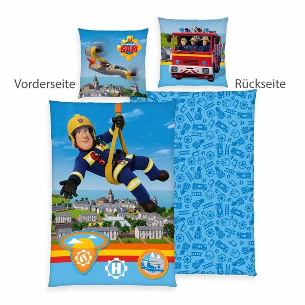 Feuerwehrmann Sam 4670413050 - Bettwäsche, 80x80 cm + 135x200 cm, 100% Baumwolle