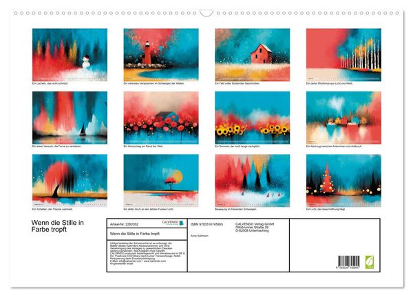 Produktbild: Wenn die Stille in Farbe tropft (Wandkalender 2026 DIN A2 quer), CALVENDO Monatskalender