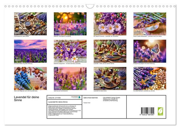 Produktbild: Lavendel f&uuml;r deine Sinne (Wandkalender 2026 DIN A3 quer), CALVENDO Monatskalender