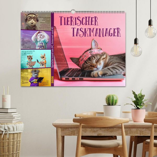 Produktbild: Tierischer Taskmanager (Wandkalender 2026 DIN A2 quer), CALVENDO Monatskalender