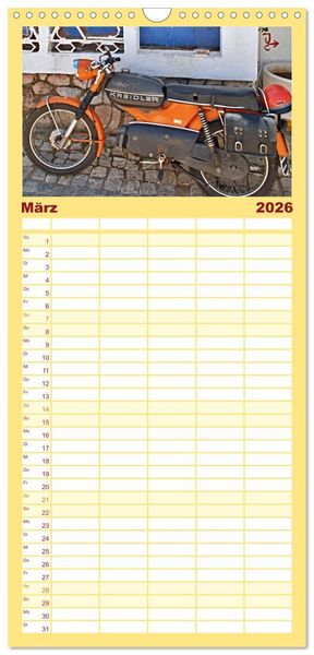 Produktbild: Familienplaner 2026 - Vintage Mopeds mit 5 Spalten (Wandkalender, 21 x 45 cm) CALVENDO