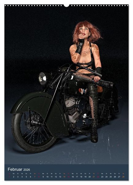 Produktbild: Tattooed Girls and Bikes (Wandkalender 2026 DIN A2 hoch), CALVENDO Monatskalender