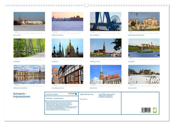 Produktbild: Schwerin - Impressionen (Wandkalender 2026 DIN A2 quer), CALVENDO Monatskalender