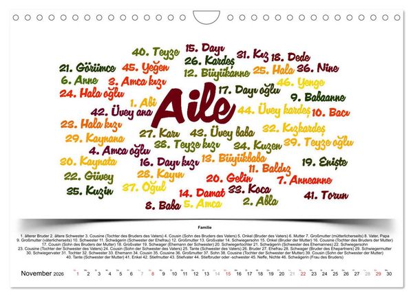 Produktbild: Kultur-Sprachkalender T&uuml;rkisch-Deutsch (Wandkalender 2026 DIN A4 quer), CALVENDO Monatskalender
