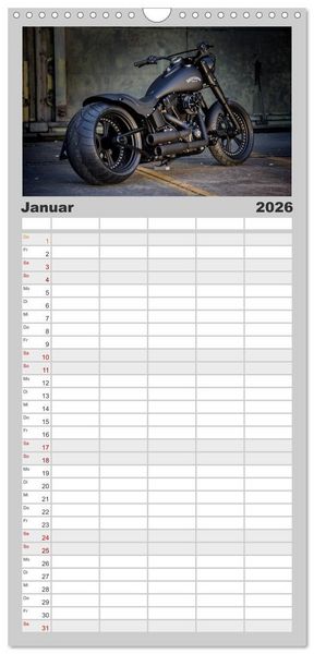 Produktbild: Familienplaner 2026 - Exklusive Best of Fat Ass Custombike Edition, feinste Harleys mit fettem Hintern mit 5 Spalten (Wandkalender, 21 x 45 cm) CALVENDO