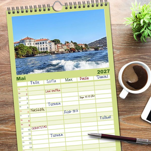 Produktbild: Familienplaner 2027 - Piemont - Norditaliens stille Sch&ouml;nheit mit 5 Spalten (Wandkalender, 21 x 45 cm) CALVENDO