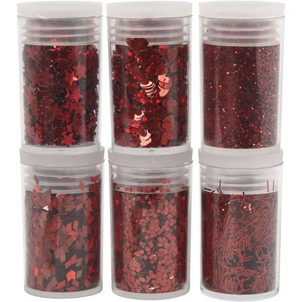 Produktbild: Creativ Company Biologisch abbaubarer Sparkles & Pailletten, Rot, 6x7 ml