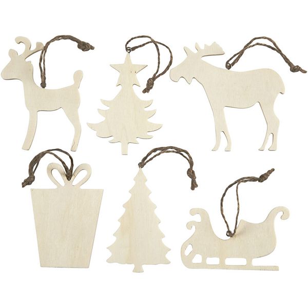 Produktbild: Creativ Company Weihnachtsaufh&auml;nger, Gr&ouml;&szlig;e 7-9 cm, Dicke 4 mm, aus Holz, natur, 90 Stk