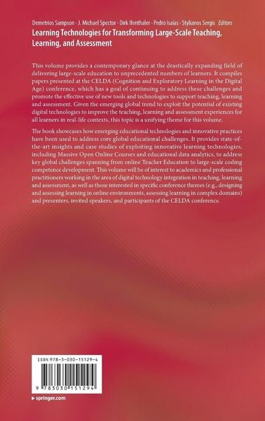 Produktbild: Learning Technologies for Transforming Large-Scale Teaching, Learning, and Assessment