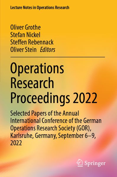 Produktbild: Operations Research Proceedings 2022