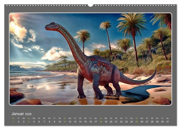 Produktbild: Riesenechsen der Urzeit (Wandkalender 2026 DIN A2 quer), CALVENDO Monatskalender