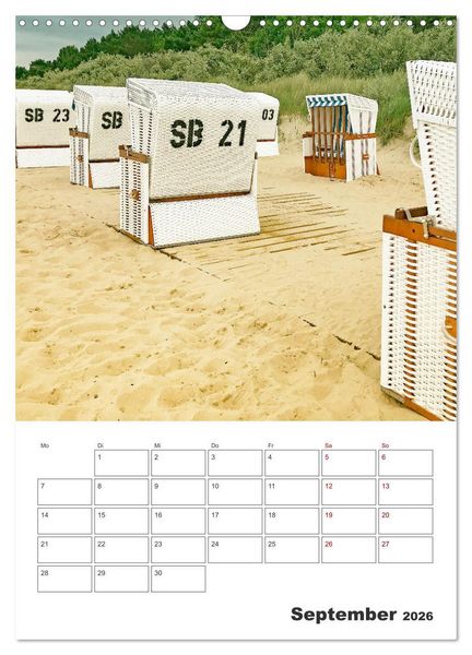 Produktbild: Usedom - Terminplaner (Wandkalender 2026 DIN A3 hoch), CALVENDO Monatskalender