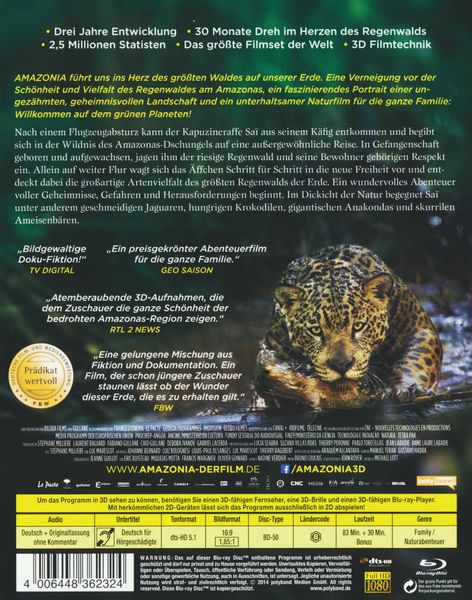 Produktbild: Amazonia - Abenteuer im Regenwald (inkl. 2D-Version)