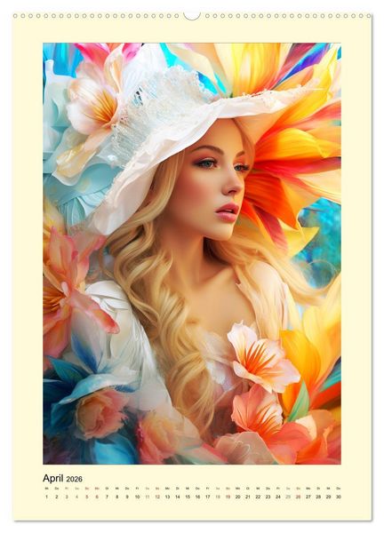 Produktbild: Bl&uuml;tenzauber. Floraler Reigen. Bezaubernde Frauen in Blumenpracht (hochwertiger Premium Wandkalender 2026 DIN A2 hoch), Kunstdruck in Hochglanz