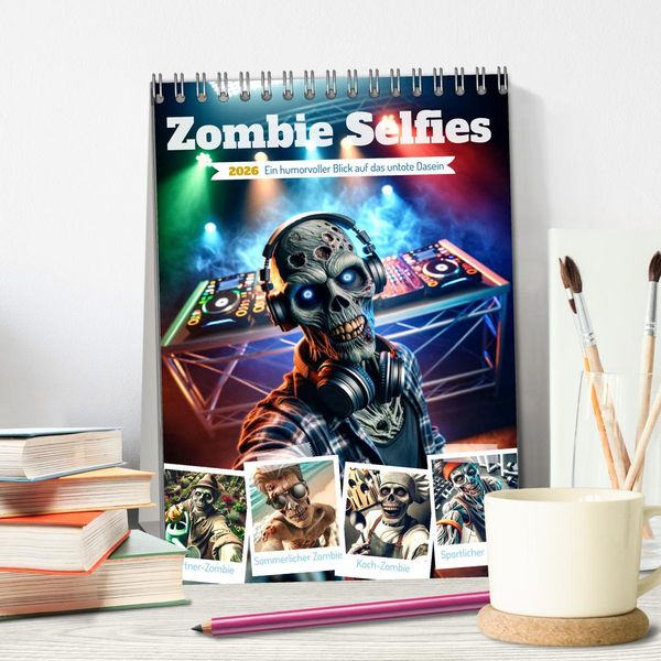 Produktbild: Zombie Selfies - Ein humorvoller Blick auf das untote Dasein (Tischkalender 2026 DIN A5 hoch), CALVENDO Monatskalender