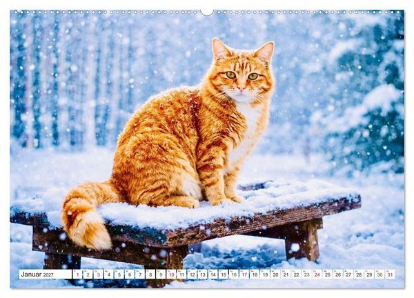 Produktbild: Rote Katzen (hochwertiger Premium Wandkalender 2027 DIN A2 quer), Kunstdruck in Hochglanz