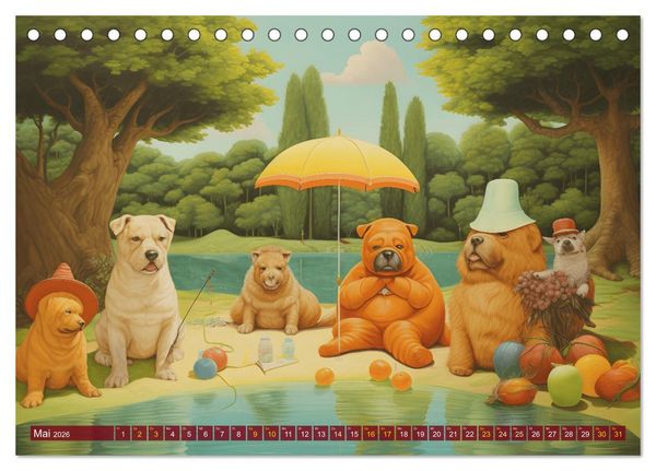 Produktbild: Boteros Hunde - Kunstvoller Kalender im Stile des Boterismo (Tischkalender 2026 DIN A5 quer), CALVENDO Monatskalender