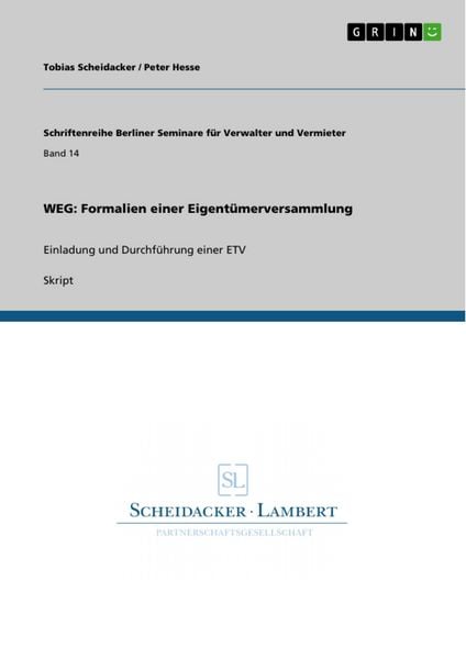 Produktbild: WEG: Formalien einer Eigent&uuml;merversammlung