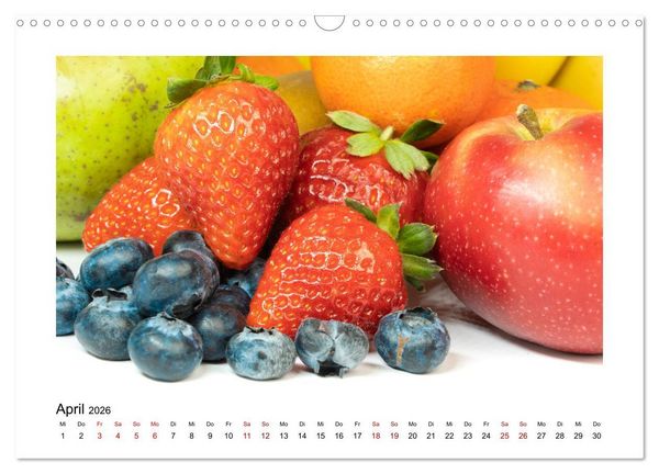 Produktbild: Frisches Obst - Mit leckeren Fr&uuml;chten und Vitaminen gesund durchs Jahr! (Wandkalender 2026 DIN A3 quer), CALVENDO Monatskalender