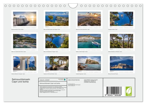 Produktbild: Sehnsuchtsinseln Capri und Ischia (Wandkalender 2026 DIN A4 quer), CALVENDO Monatskalender