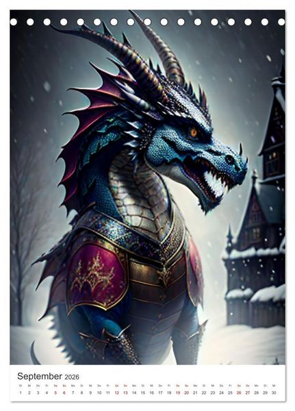 Produktbild: Die Magie der Drachen - Mystisches und Schauriges (Tischkalender 2026 DIN A5 hoch), CALVENDO Monatskalender