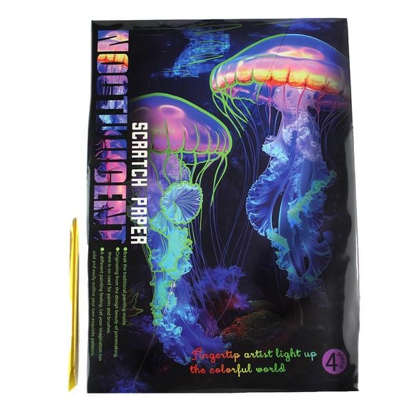 Produktbild: PRACHT Kratzbilder Unter Wasser nachtleuchtend 28,5x21cm 4 St&uuml;ck