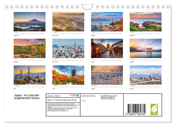 Produktbild: Japan - Im Land der aufgehenden Sonne. (Wandkalender 2026 DIN A4 quer), CALVENDO Monatskalender
