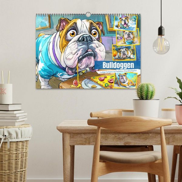 Produktbild: Bulldoggen. Lustige Cartoons von beliebten Charakterk&ouml;pfen (Wandkalender 2026 DIN A3 quer), CALVENDO Monatskalender