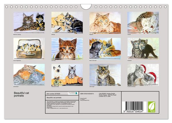 Produktbild: Beautiful cat portraits (Wall Calendar 2026 DIN A4 landscape), CALVENDO 12 Month Wall Calendar