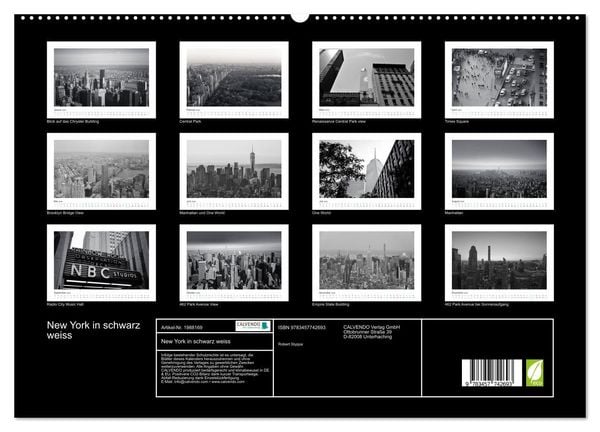 Produktbild: New York in schwarz weiss (hochwertiger Premium Wandkalender 2026 DIN A2 quer), Kunstdruck in Hochglanz