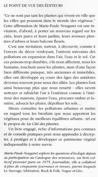 Produktbild: La Cite des Plantes ; en Ville au Temps des Pollutions