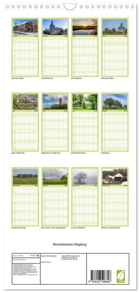 Produktbild: Familienplaner 2026 - Romantisches Wegberg mit 5 Spalten (Wandkalender, 21 x 45 cm) CALVENDO