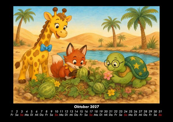 Produktbild: W&uuml;sten-Abenteuer mit Nala, Finn & Taz 2027 Fotokalender DIN A3