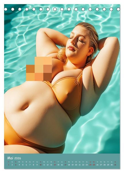 Produktbild: Curvy Pin-up Girls - Verf&uuml;hrerische Rundungen am Pool (Tischkalender 2026 DIN A5 hoch), CALVENDO Monatskalender
