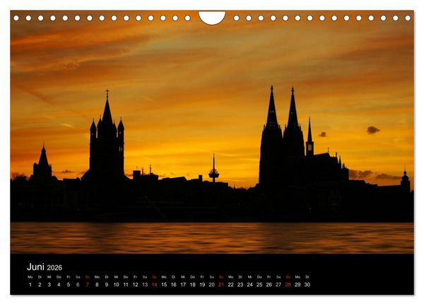 Produktbild: k&ouml;ln dunkel bunt - Die Stadt in anderem Licht! (Wandkalender 2026 DIN A4 quer), CALVENDO Monatskalender