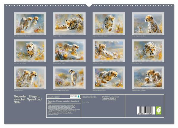 Produktbild: Geparden. Eleganz zwischen Speed und Stille (hochwertiger Premium Wandkalender 2027 DIN A2 quer), Kunstdruck in Hochglanz