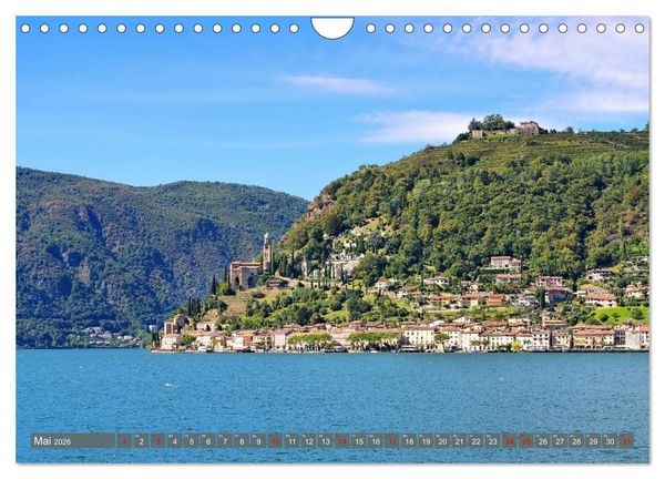 Produktbild: Luganer See - Zwischen Schweizer und Italienischen Alpen (Wandkalender 2026 DIN A4 quer), CALVENDO Monatskalender