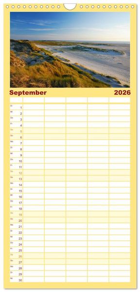 Produktbild: Familienplaner 2026 - Amrum mit 5 Spalten (Wandkalender, 21 x 45 cm) CALVENDO