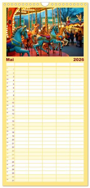 Produktbild: Familienplaner 2026 - Riesenr&auml;der und Kirmes mit 5 Spalten (Wandkalender, 21 x 45 cm) CALVENDO