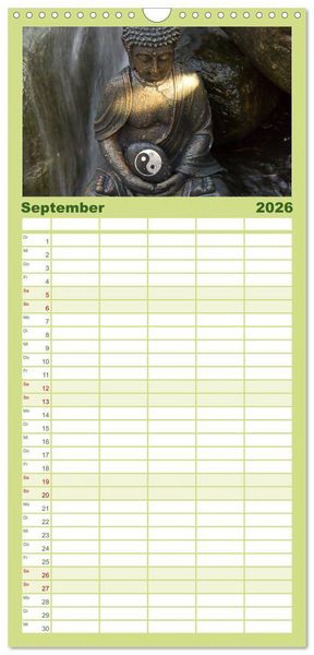 Produktbild: Familienplaner 2026 - SPIRIT OF ZEN Meditation mit 5 Spalten (Wandkalender, 21 x 45 cm) CALVENDO