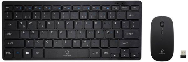 Produktbild: Renkforce RF-KMC-410 Kabellos Tastatur, Maus-Set Deutsch, QWERTZ Schwarz