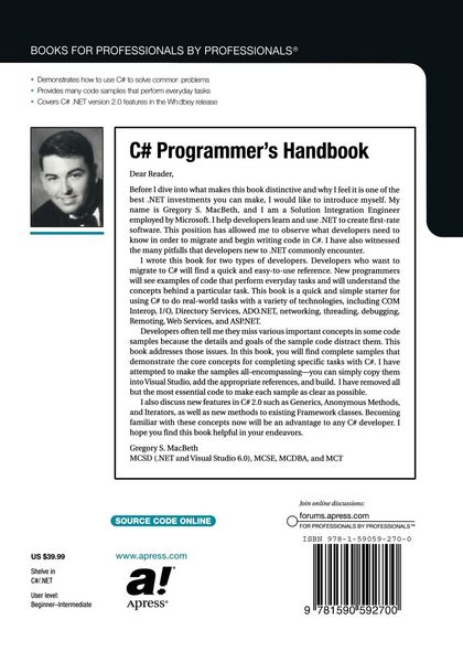 Produktbild: C# Programmer's Handbook